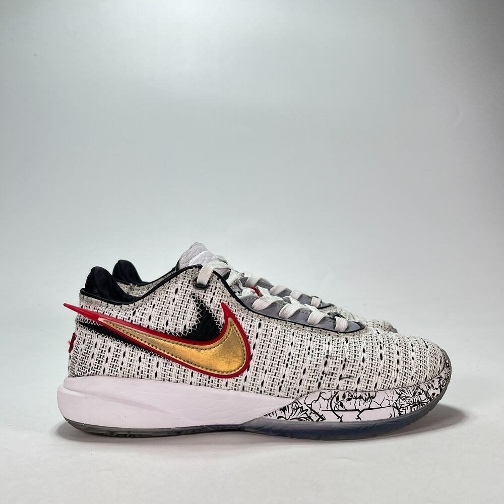 Nike LeBron 20 The Debut White Gold Basketball Shoes DJ5423-100 Men's Size 6.5